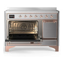 ILVE Majestic III 48-Inch Induction Range with 6 Induction Elements and Solid Door Electric Oven in Stainless Steel with Copper Trim (UMIB48QNR3SSP)