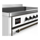 ILVE Majestic III 48-Inch Induction Range with 6 Induction Elements and Solid Door Electric Oven in White with Burnished Trim (UMIB48QNR3WHB)