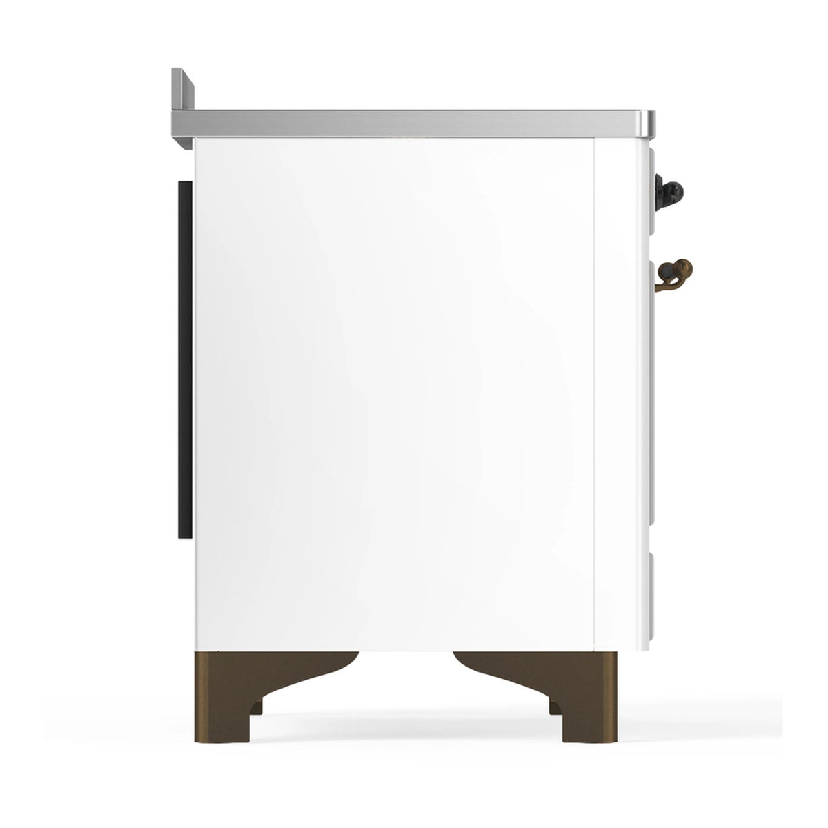 White range side panel with black accent strip and burnished base trim