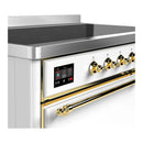ILVE Majestic III 48-Inch Induction Range with 6 Induction Elements and Solid Door Electric Oven in White with Brass Trim (UMIB48QNR3WHG)
