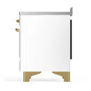 ILVE Majestic III 48-Inch Induction Range with 6 Induction Elements and Solid Door Electric Oven in White with Brass Trim (UMIB48QNR3WHG)