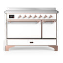 ILVE Majestic III 48-Inch Induction Range with 6 Induction Elements and Solid Door Electric Oven in White with Copper Trim (UMIB48QNR3WHP)