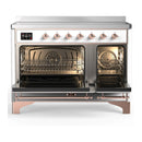 ILVE Majestic III 48-Inch Induction Range with 6 Induction Elements and Solid Door Electric Oven in White with Copper Trim (UMIB48QNR3WHP)