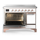 ILVE Majestic III 48-Inch Induction Range with 6 Induction Elements and Solid Door Electric Oven in White with Copper Trim (UMIB48QNR3WHP)