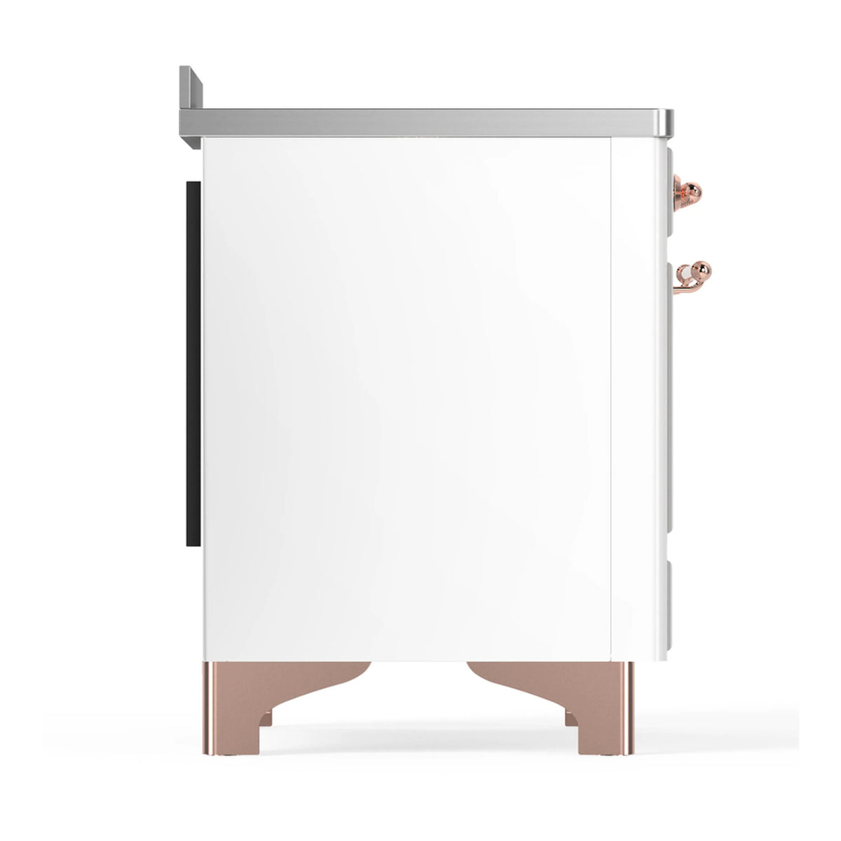 White range side panel with copper base trim and copper control handle