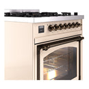 ILVE Nostalgie II Noblesse 30-Inch Propane Gas Dual Fuel Range with Triple Glass Door in Antique White with Bronze Trim (UN30NMPAWBLP)
