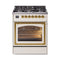 ILVE Nostalgie II Noblesse 30-Inch Propane Gas Dual Fuel Range with Triple Glass Door in Antique White with Brass Trim (UN30NMPAWGLP)
