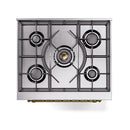 ILVE Nostalgie II Noblesse 30-Inch Propane Gas Dual Fuel Range with Triple Glass Door in Antique White with Brass Trim (UN30NMPAWGLP)