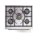 ILVE Nostalgie II Noblesse 30-Inch Natural Gas Dual Fuel Range with Triple Glass Door in Antique White with Copper Trim (UN30NMPAWP)