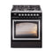 ILVE Nostalgie II Noblesse 30-Inch Propane Gas Dual Fuel Range with Triple Glass Door in Glossy Black with Chrome Trim (UN30NMPBKCLP)