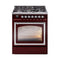 ILVE Nostalgie II Noblesse 30-Inch Dual Fuel Range with Triple Glass Door in Burgundy with Chrome Trim (UN30NMPBUC)