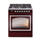 ILVE Nostalgie II Noblesse 30-Inch Propane Gas Dual Fuel Range with Triple Glass Door in Burgundy with Chrome Trim (UN30NMPBUCLP)