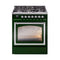 ILVE Nostalgie II Noblesse 30-Inch Propane Gas Dual Fuel Range with Triple Glass Door in Emerald Green with Chrome Trim (UN30NMPEGCLP)