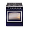 ILVE Nostalgie II Noblesse 30-Inch Propane Gas Dual Fuel Range with Triple Glass Door in Midnight Blue with Chrome Trim (UN30NMPMBCLP)