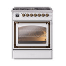 ILVE Nostalgie II Noblesse 30-Inch Natural Gas Dual Fuel Range with Triple Glass Door in Custom RAL with Bronze Trim (UN30NMPRAB)