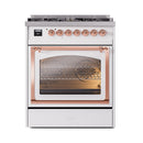 ILVE Nostalgie II Noblesse 30-Inch Natural Gas Dual Fuel Range with Triple Glass Door in Custom RAL with Copper Trim (UN30NMPRAP)