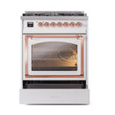 ILVE Nostalgie II Noblesse 30-Inch Natural Gas Dual Fuel Range with Triple Glass Door in Custom RAL with Copper Trim (UN30NMPRAP)