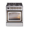 ILVE Nostalgie II Noblesse 30-Inch Natural Gas Dual Fuel Range with Triple Glass Door in Stainless Steel with Bronze Trim (UN30NMPSSB)