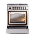 ILVE Nostalgie II Noblesse 30-Inch Natural Gas Dual Fuel Range with Triple Glass Door in Stainless Steel with Bronze Trim (UN30NMPSSB)