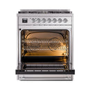 ILVE Nostalgie II Noblesse 30-Inch Propane Gas Dual Fuel Range with Triple Glass Door in Stainless Steel with Chrome Trim (UN30NMPSSCLP)