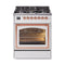 ILVE Nostalgie II Noblesse 30-Inch Propane Gas Dual Fuel Range with Triple Glass Door in White with Copper Trim (UN30NMPWHPLP)