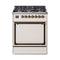 ILVE Nostalgie II Noblesse 30-Inch Natural Gas Dual Fuel Range with Solid Door in Antique White with Bronze Trim (UN30QNMPAWB)