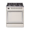 ILVE Nostalgie II Noblesse 30-Inch Natural Gas Dual Fuel Range with Solid Door in Antique White with Chrome Trim (UN30QNMPAWC)