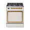 ILVE Nostalgie II Noblesse 30-Inch Dual Fuel Range with Solid Door in Antique White with Brass Trim (UN30QNMPAWG)