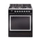 ILVE Nostalgie II Noblesse 30-Inch Dual Fuel Range with Solid Door in Glossy Black with Chrome Trim (UN30QNMPBKC)