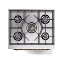 ILVE Nostalgie II Noblesse 30-Inch Dual Fuel Range with Solid Door in Emerald Green with Brass Trim (UN30QNMPEGG)