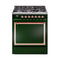 ILVE Nostalgie II Noblesse 30-Inch Natural Gas Dual Fuel Range with Solid Door in Emerald Green with Copper Trim (UN30QNMPEGP)