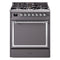 ILVE Nostalgie II Noblesse 30-Inch Dual Fuel Range with Solid Door in Matte Graphite with Chrome Trim (UN30QNMPMGC)