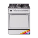 ILVE Nostalgie II Noblesse 30-Inch Dual Fuel Range with Solid Door in Custom RAL with Chrome Trim (UN30QNMPRAC)
