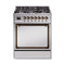ILVE Nostalgie II Noblesse 30-Inch Propane Gas Dual Fuel Range with Solid Door in Stainless Steel with Bronze Trim (UN30QNMPSSBLP)