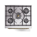 ILVE Nostalgie II Noblesse 30-Inch Dual Fuel Range with Solid Door in Stainless Steel with Brass Trim (UN30QNMPSSG)