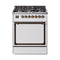 ILVE Nostalgie II Noblesse 30-Inch Dual Fuel Range with Solid Door in White with Bronze Trim (UN30QNMPWHB)