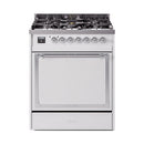 ILVE Nostalgie II Noblesse 30-Inch Propane Gas Dual Fuel Range with Solid Door in White with Chrome Trim (UN30QNMPWHCLP)
