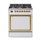 ILVE Nostalgie II Noblesse 30-Inch Propane Gas Dual Fuel Range with Solid Door in White with Brass Trim (UN30QNMPWHGLP)