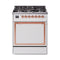 ILVE Nostalgie II Noblesse 30-Inch Dual Fuel Range with Solid Door in White with Copper Trim (UN30QNMPWHP)