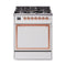 ILVE Nostalgie II Noblesse 30-Inch Propane Gas Dual Fuel Range with Solid Door in White with Copper Trim (UN30QNMPWHPLP)