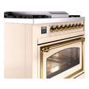 ILVE Nostalgie II Noblesse 36-Inch Natural Gas Dual Fuel Range and Triple Glass Door in Antique White with Brass Trim (UN36FNMPAWG)