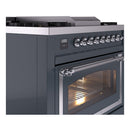 ILVE Nostalgie II Noblesse 36-Inch Propane Gas Dual Fuel Range and Triple Glass Door in Blue Grey with Chrome Trim (UN36FNMPBGCLP)