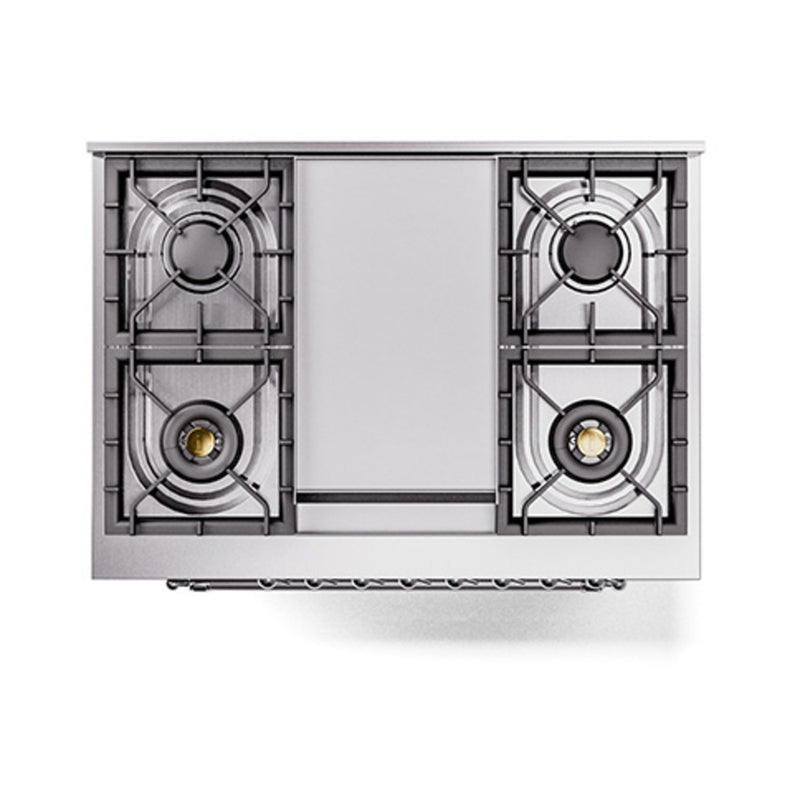 ILVE Nostalgie II Noblesse 36-Inch Dual Fuel Range and Triple Glass Door in Blue Grey with Chrome Trim (UN36FNMPBGC)