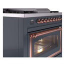 ILVE Nostalgie II Noblesse 36-Inch Propane Gas Dual Fuel Range and Triple Glass Door in Blue Grey with Copper Trim (UN36FNMPBGPLP)