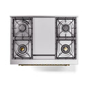 ILVE Nostalgie II Noblesse 36-Inch Natural Gas Dual Fuel Range and Triple Glass Door in Glossy Black with Brass Trim (UN36FNMPBKG)