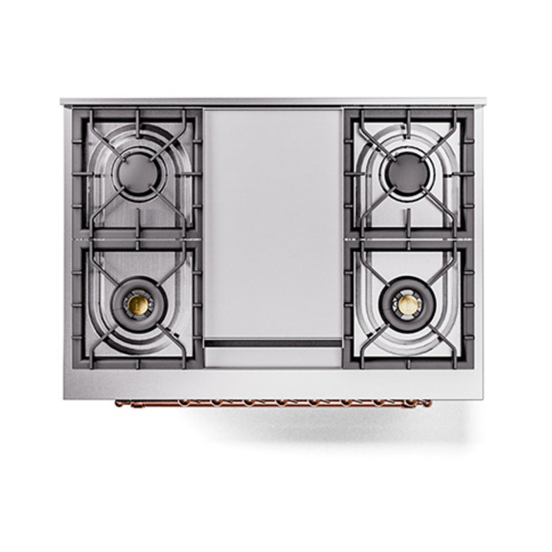 ILVE Nostalgie II Noblesse 36-Inch Dual Fuel Range and Triple Glass Door in Burgundy with Copper Trim (UN36FNMPBUP)