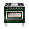 ILVE Nostalgie II Noblesse 36-Inch Dual Fuel Range and Triple Glass Door in Emerald Green with Chrome Trim (UN36FNMPEGC)