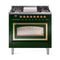 ILVE Nostalgie II Noblesse 36-Inch Dual Fuel Range and Triple Glass Door in Emerald Green with Brass Trim (UN36FNMPEGG)