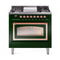 ILVE Nostalgie II Noblesse 36-Inch Dual Fuel Range and Triple Glass Door in Emerald Green with Copper Trim (UN36FNMPEGP)
