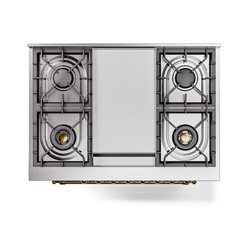 ILVE Nostalgie II Noblesse 36-Inch Dual Fuel Range and Triple Glass Door in Midnight Blue with Brass Trim (UN36FNMPMBG)
